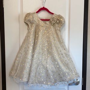 Girls Jessica Ann dress goldish polka dotted dress